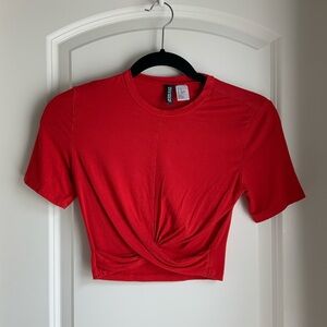 H&M Vibrant Red Twist Front Crop Top